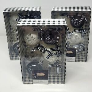 Halloween Rae Dunn 6 Glass Ball in each Boo hocus pocus Ornaments Spooky Set 3